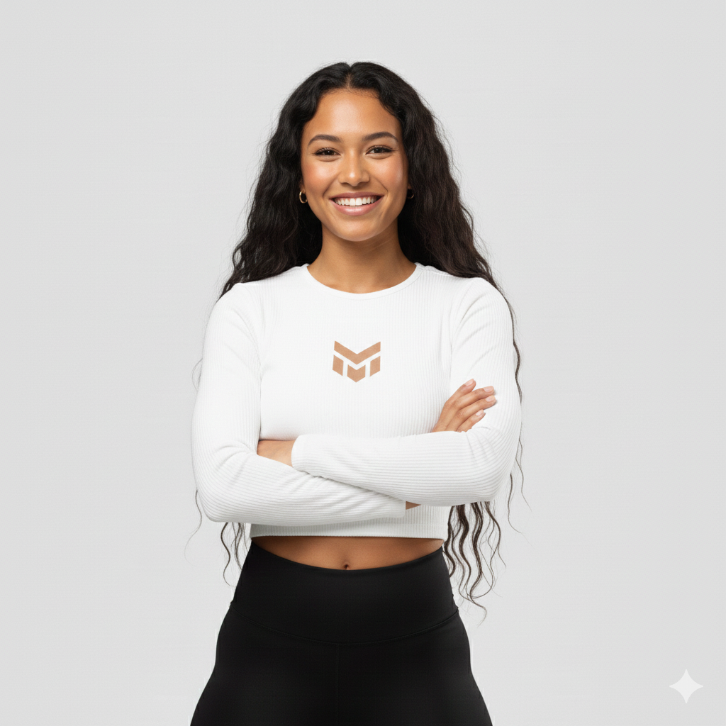 Recycled long-sleeve crop top